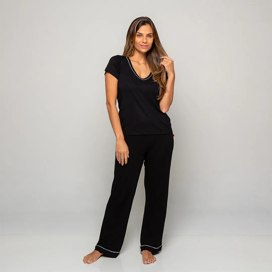 Lunnavia Damen-Pyjama Kurzarm & Hose