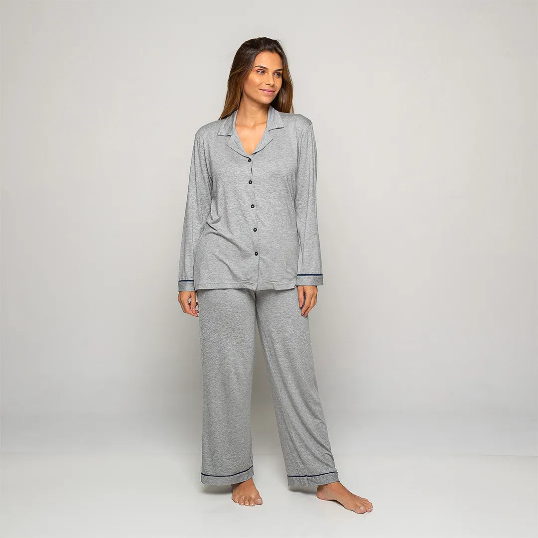 Lunnavia Damen-Pyjama Langarm & Hose