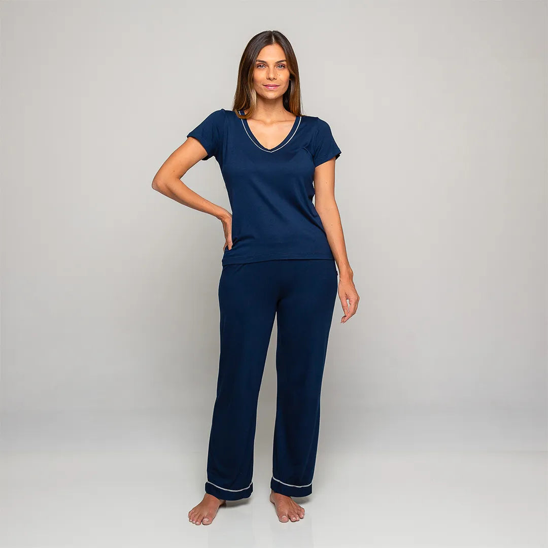 Lunnavia Damen-Pyjama Kurzarm & Hose