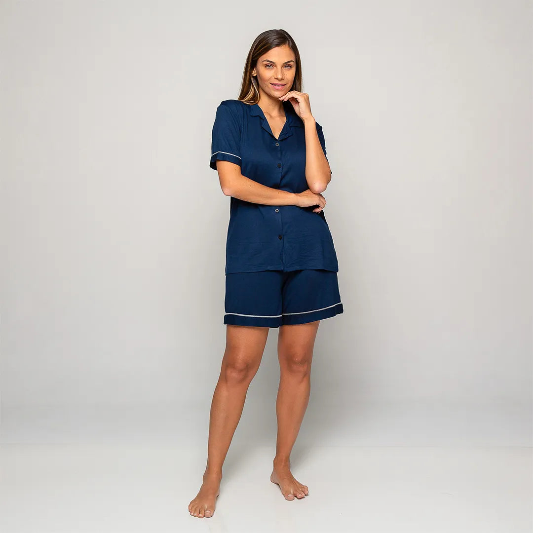 Lunnavia Damen-Pyjama Kurzarm & Shorts