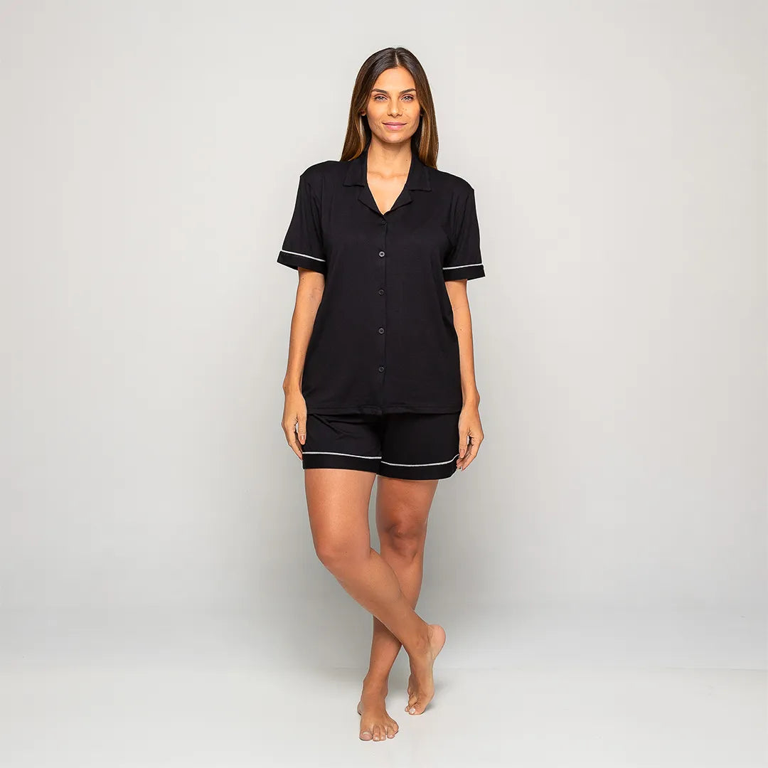 Lunnavia Damen-Pyjama Kurzarm & Shorts
