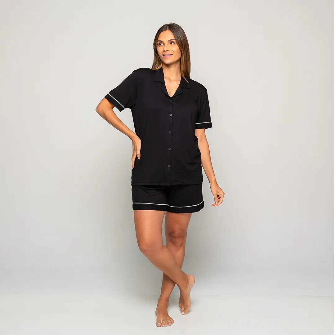 Lunnavia Damen-Pyjama Kurzarm & Shorts