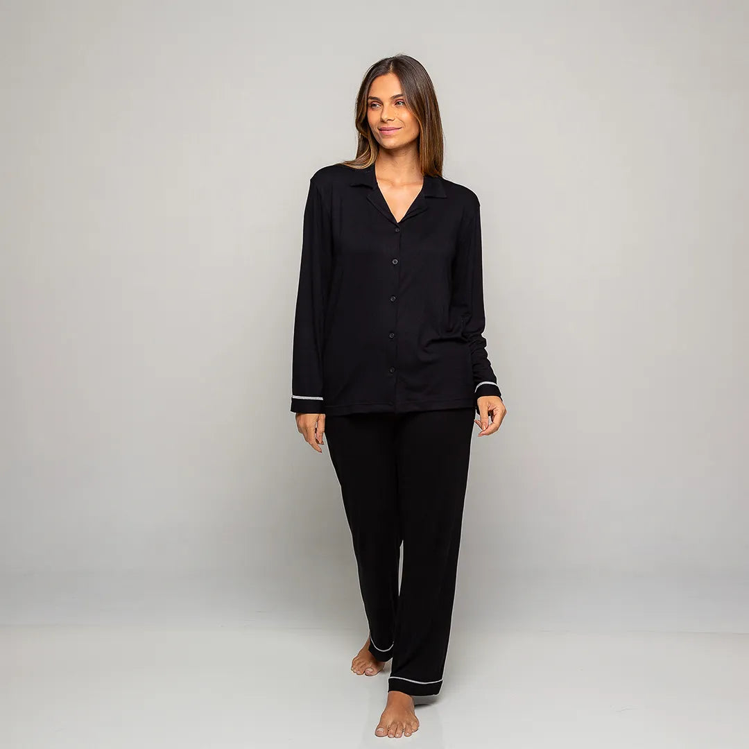 Lunnavia Damen-Pyjama Langarm & Hose