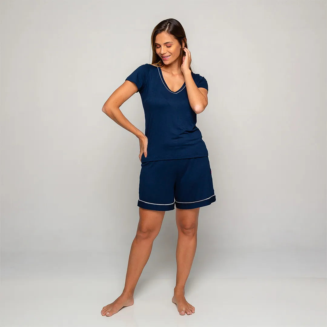 Lunnavia Damen-Pyjama Kurzarm-Set